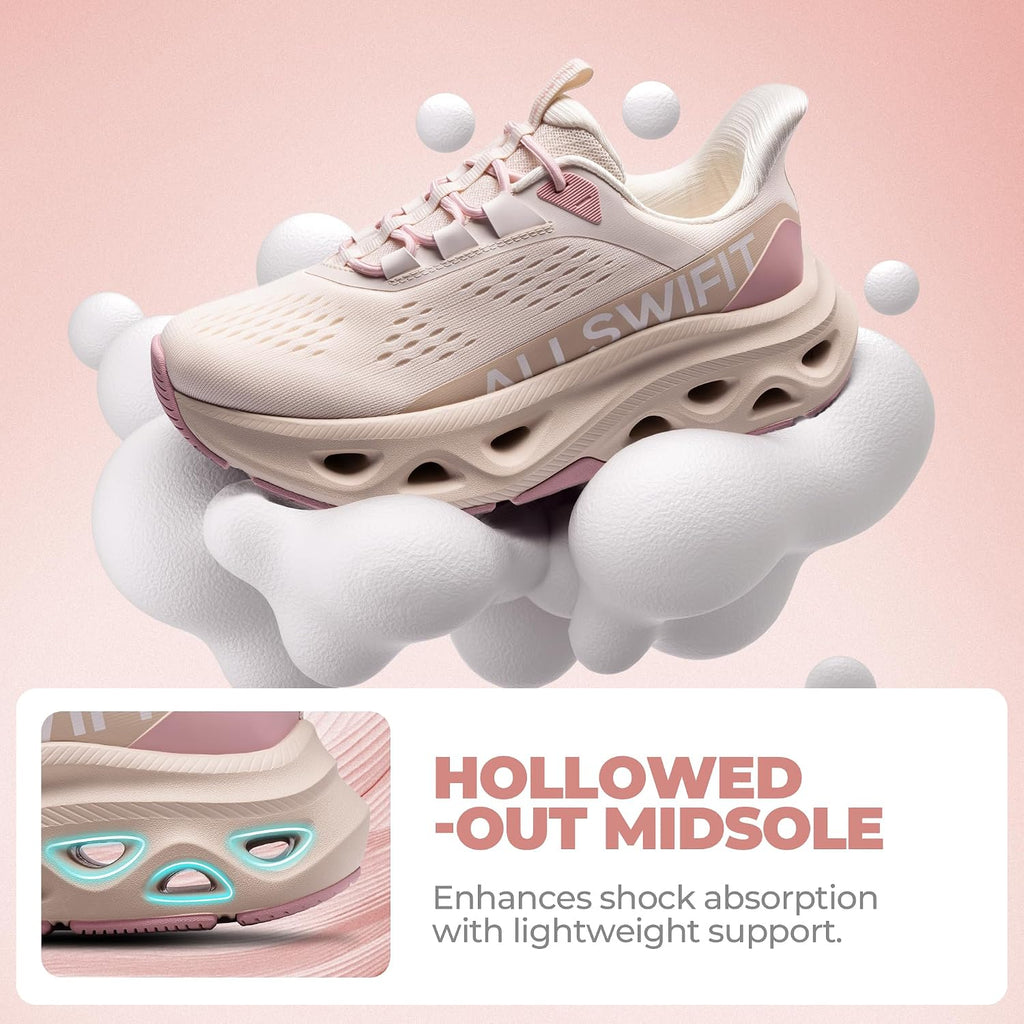 Allswifit Women'S Slip On Walking Shoes Cushioning Hands Free Non Slip Breathable Comfort Workout Running Jogging Gym Athletic Tennis Moveslide Fashion Sneakers