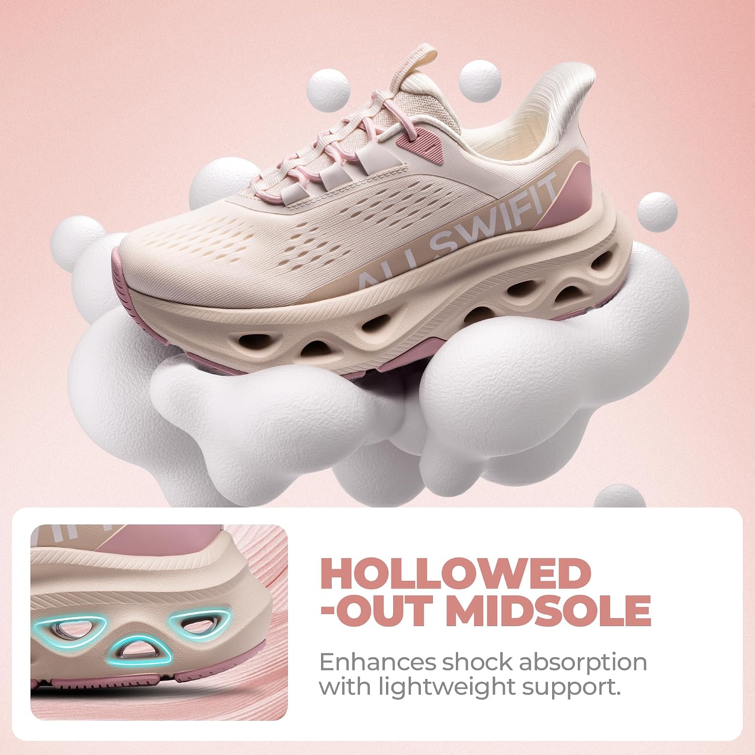 Allswifit Women'S Slip On Walking Shoes Cushioning Hands Free Non Slip Breathable Comfort Workout Running Jogging Gym Athletic Tennis Moveslide Fashion Sneakers