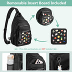 Ita Bag Crossbody Pin Display Sling Bag With Insert, Ita Chest Pack Backpack With Clear Pocket For Trading Pins, Comic Con, Travel, Black