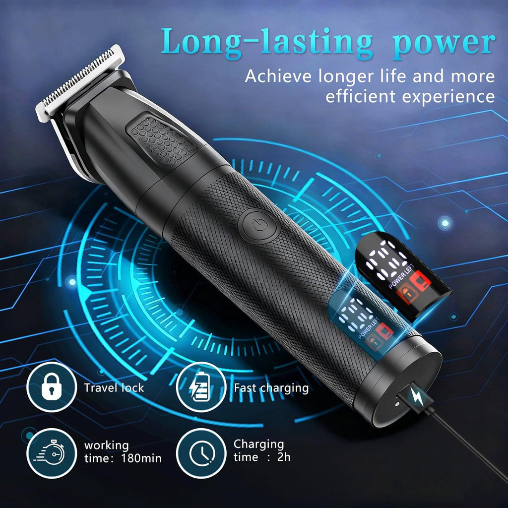 Bomxin Beard Trimmer for Men 6 in 1 Cordless Waterproof Electric Hair Clippers Mustache Body Face Trimmer All in One Grooming Kit with LED Display USB Rechargeable