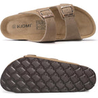 Kidmi Unisex Summer Sandals Arch Support Cork Footbed Slide Sandals With Double Adjustable Buckle For Women Men
