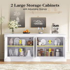 Amerlife 72" Farmhouse Sideboard Buffet Cabinet With Barn Doors | Large Storage Console Table, With Adjustable Shelves, Coffee Bar/Tv Stand For Living Room, Kitchen, Entryway, White
