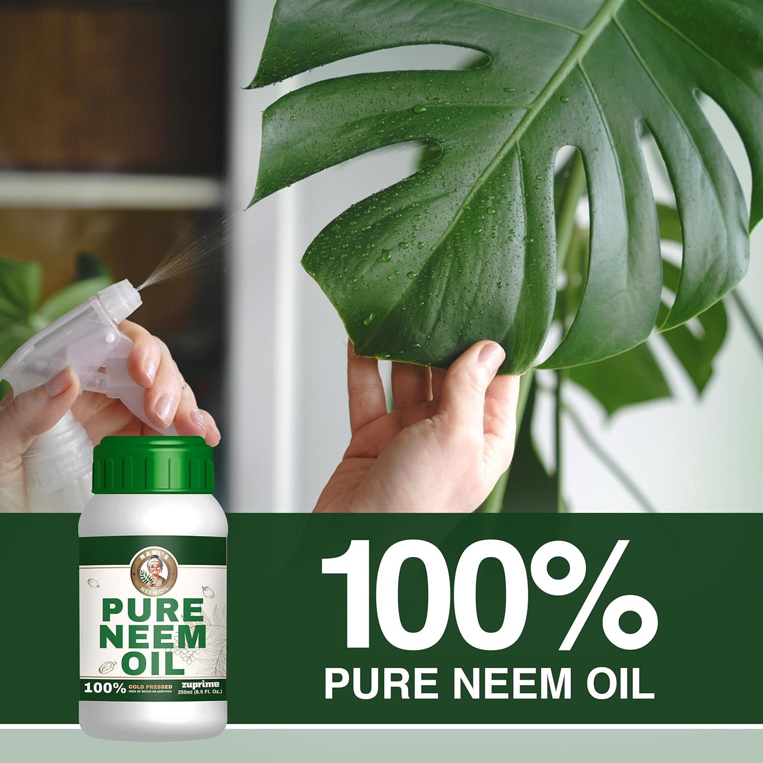 Nani'S Pure Neem Oil For Plants Concentrate - Dilute For Use As Organic Neem Oil Spray For Plants, Outdoor & Indoor Use - 100% Cold Pressed - Horticultural Enhanced Plant Health & Shine Need (8.5 Oz)