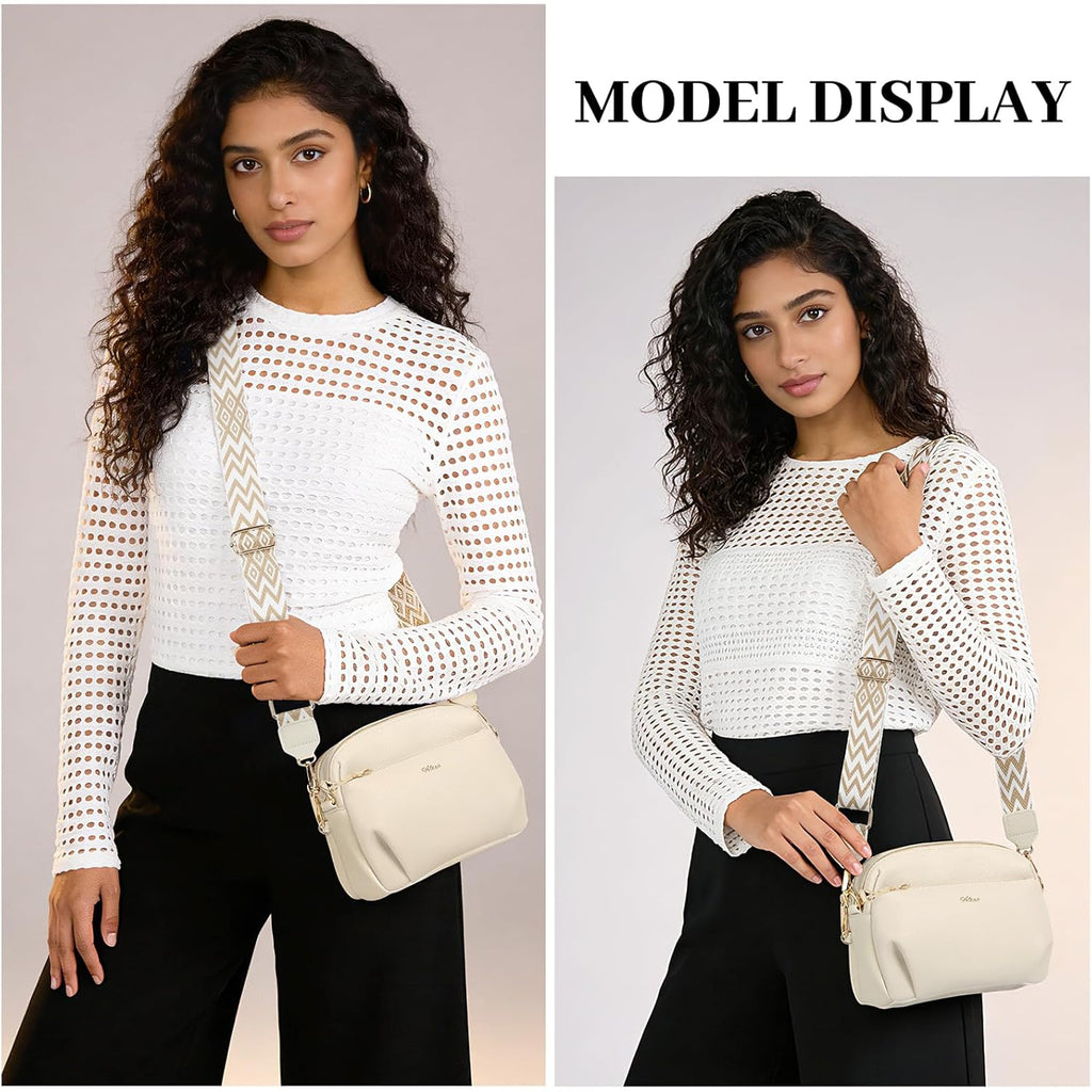Crossbody Bag for Women Leather Purse Anti Theft Multi Pockets Wide Adjustable Strap Shoulder Handbag RFID Blocking