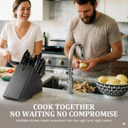 Amorston 22 Pieces Knife Set, Laser Engraved High Carbon Stainless Steel Knife Block Set, Full Tang Professional Kitchen Knife Set with Built-in Sharpener, Mothers Day Gifts for Kitchen