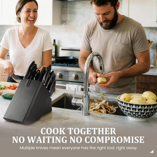 22 Pieces Knife Set, Laser Engraved High Carbon Stainless Steel Knife Block Set, Full Tang Professional Kitchen Knife Set With Built-In Sharpener