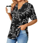 Womens Tunic Tops Summer Dressy Casual Puff Short Sleeve Shirts Work Business Blouses