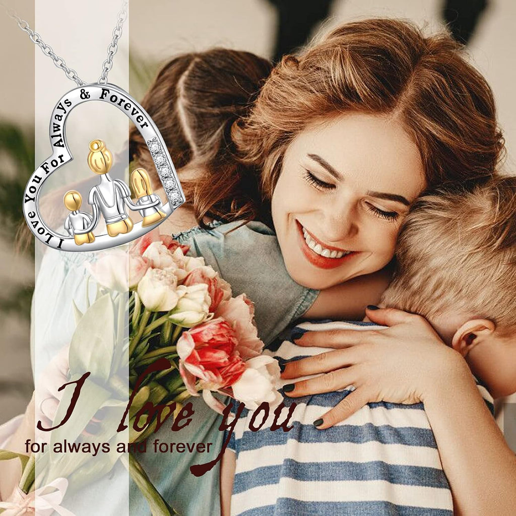 FLYOW Mothers Day Gifts for Women, Sterling Silver Mom Nana Grandma Heart Necklace, Birthday Mothers Day Jewelry Gifts for Mom Grandma Wife from Daughter Son