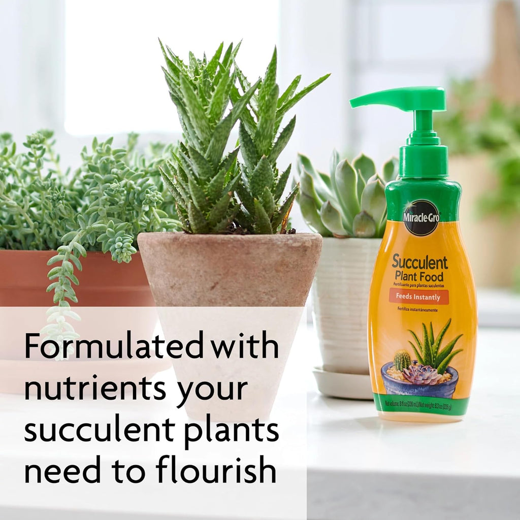 Miracle-Gro Succulent Plant Food - Liquid Fertilizer For Succulents And Cacti Including Jade And Aloe, Feed Every 2 Weeks - 8 Fl. Oz. (2 Pack)