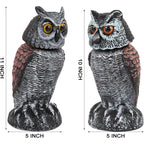 Hedoc 2 Pack Fake Owl Decoys To Scare Birds Away, Rotating Head Bird Deterrents, Nature Enemy Scarecrow Plastic Statues, Pest Repellent For Gardens And Patios