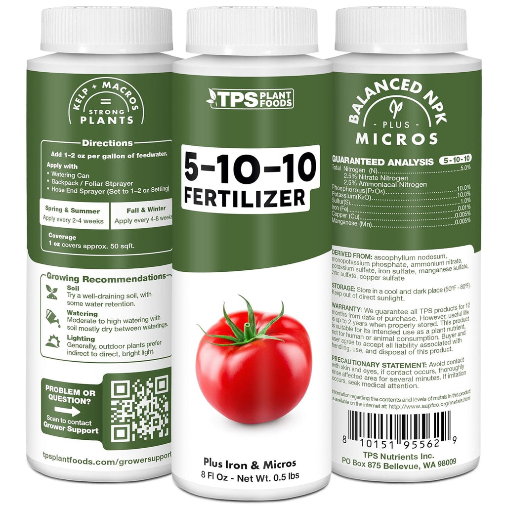 5-10-10 Fertilizer For Plants, Great For Root Vegetables, Tomatoes, And Flowers, Plant Fertilizer By Tps Plant Foods, 8Oz (250Ml)