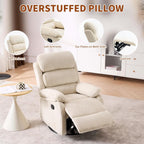 Adult 360° Rocking Recliner Chair，Nursery Rocker Reclining Chair With Side Pocket, A Comfy Upholstered Single Sofa Armchair. Suitable For Living Room, Bedroom Nursing Use, Velvet Fabric In Beige
