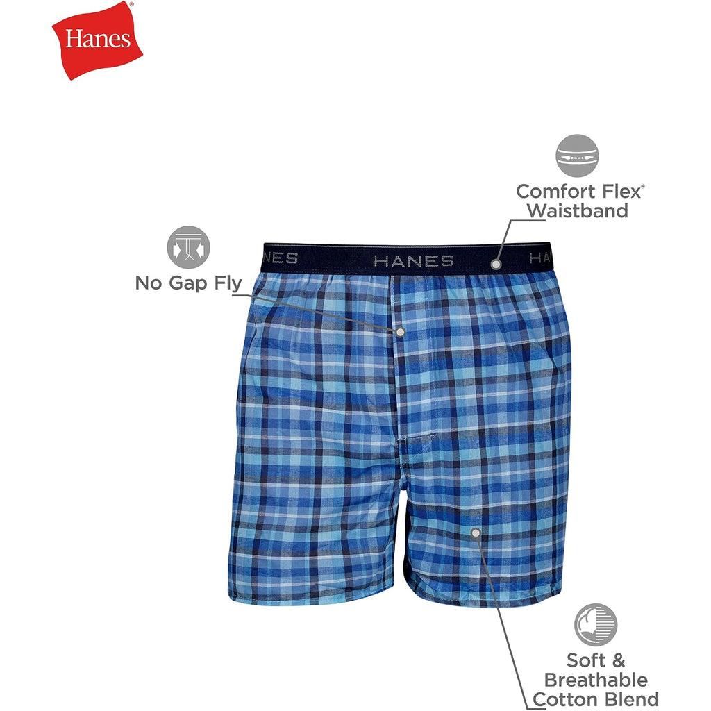 Hanes Men'S Underwear Boxers Pack, Cool & Breathable Cotton Underwear, Moisture-Wicking Boxers For Men