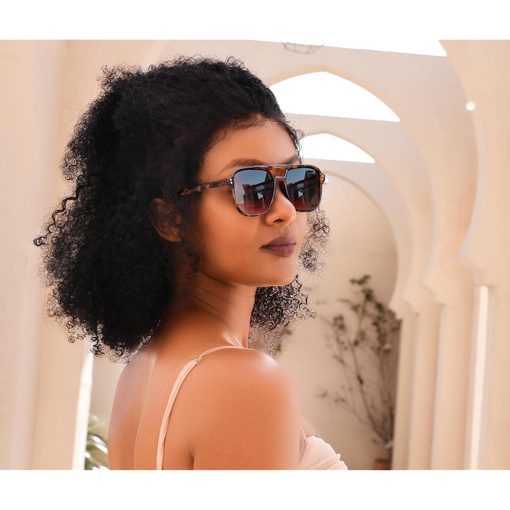 FEISEDY Retro Square Aviator Sunglasses Women Men 70s Vintage Trendy Plastic Frame Sun Glasses B2835