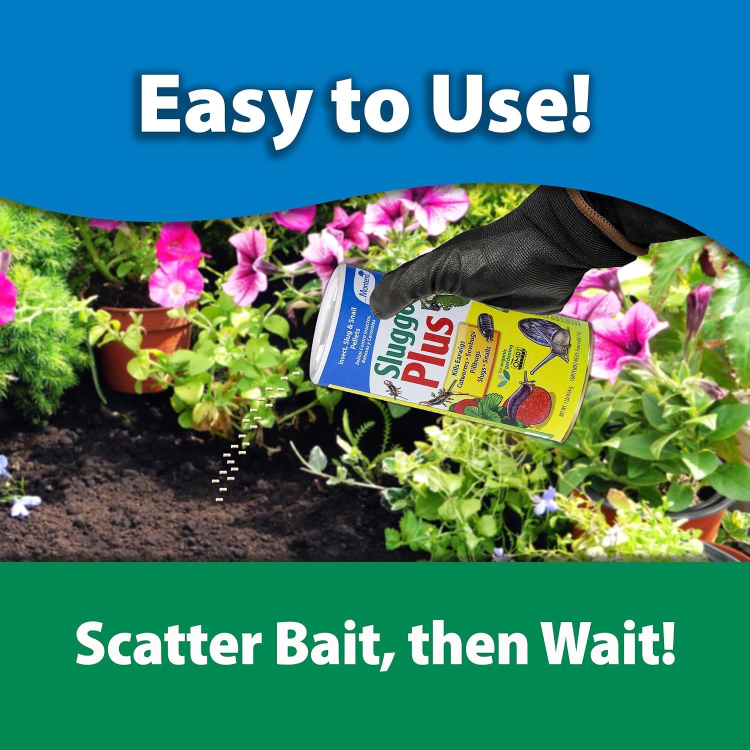 Monterey Sluggo Plus Bundled With Measuring Spoon - Snail & Slug Killer, Plus Controls Other Insects, Omri Listed For Organic Gardening - 1 Lb