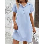 Zeagoo Womens Cotton Shirt Dress Summer Casual Short Sleeve Button Down Beach Cover Up Shirts With Pockets