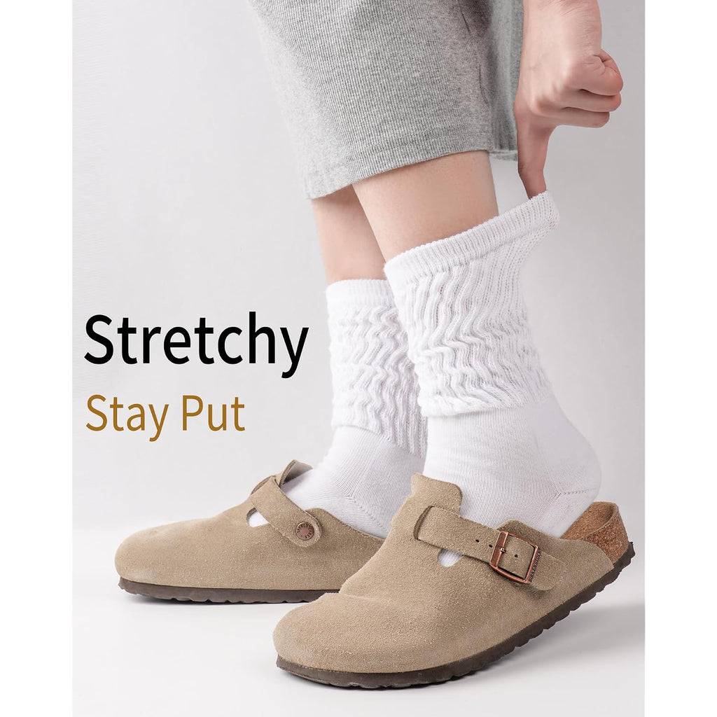 Hongteya Slouchy Crew Socks For Women Soft Scrunch Socks Cute Fashion Retro For Boot Sneakers Size 5-11