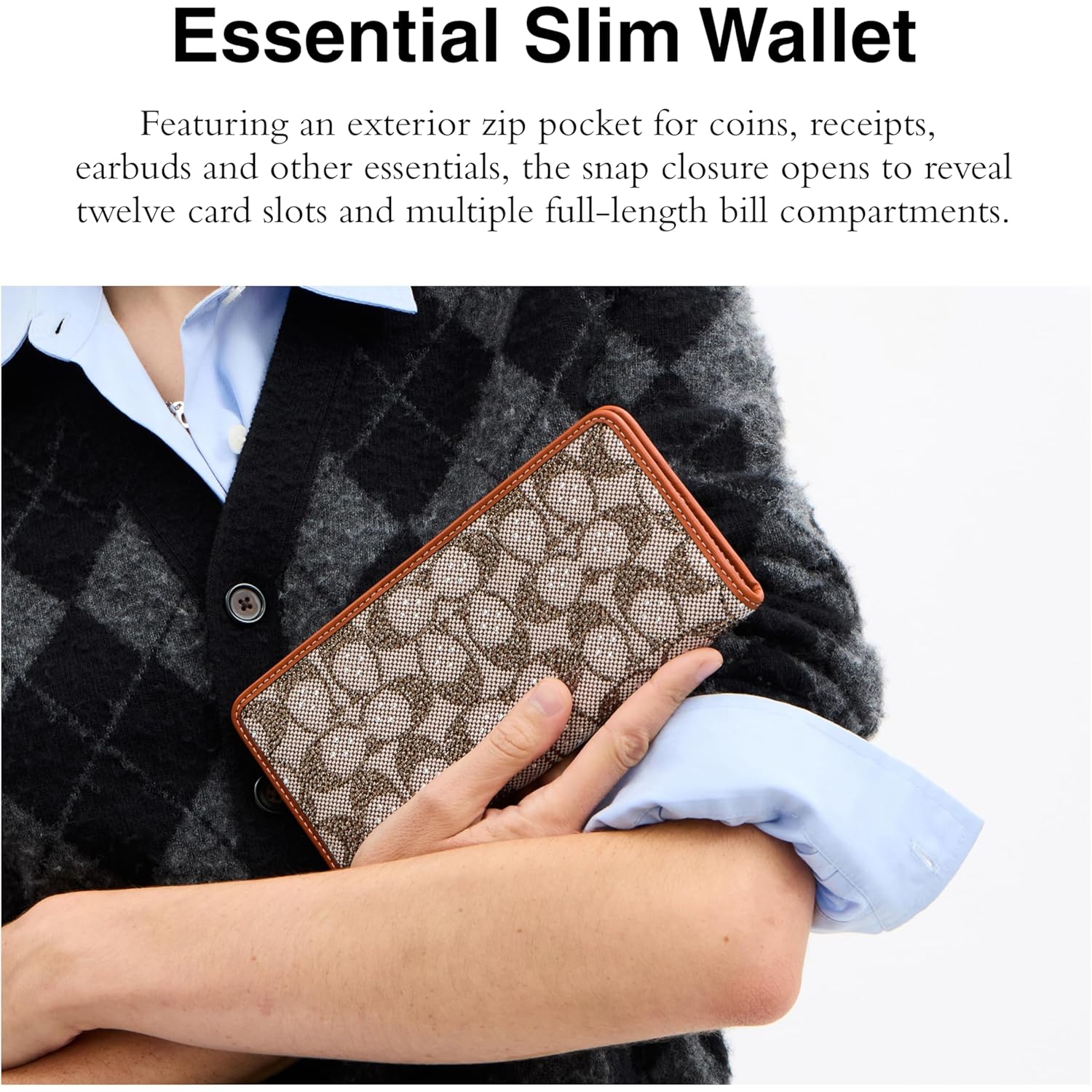 COACH Crystal Signature Jacquard Essential Slim Wallet