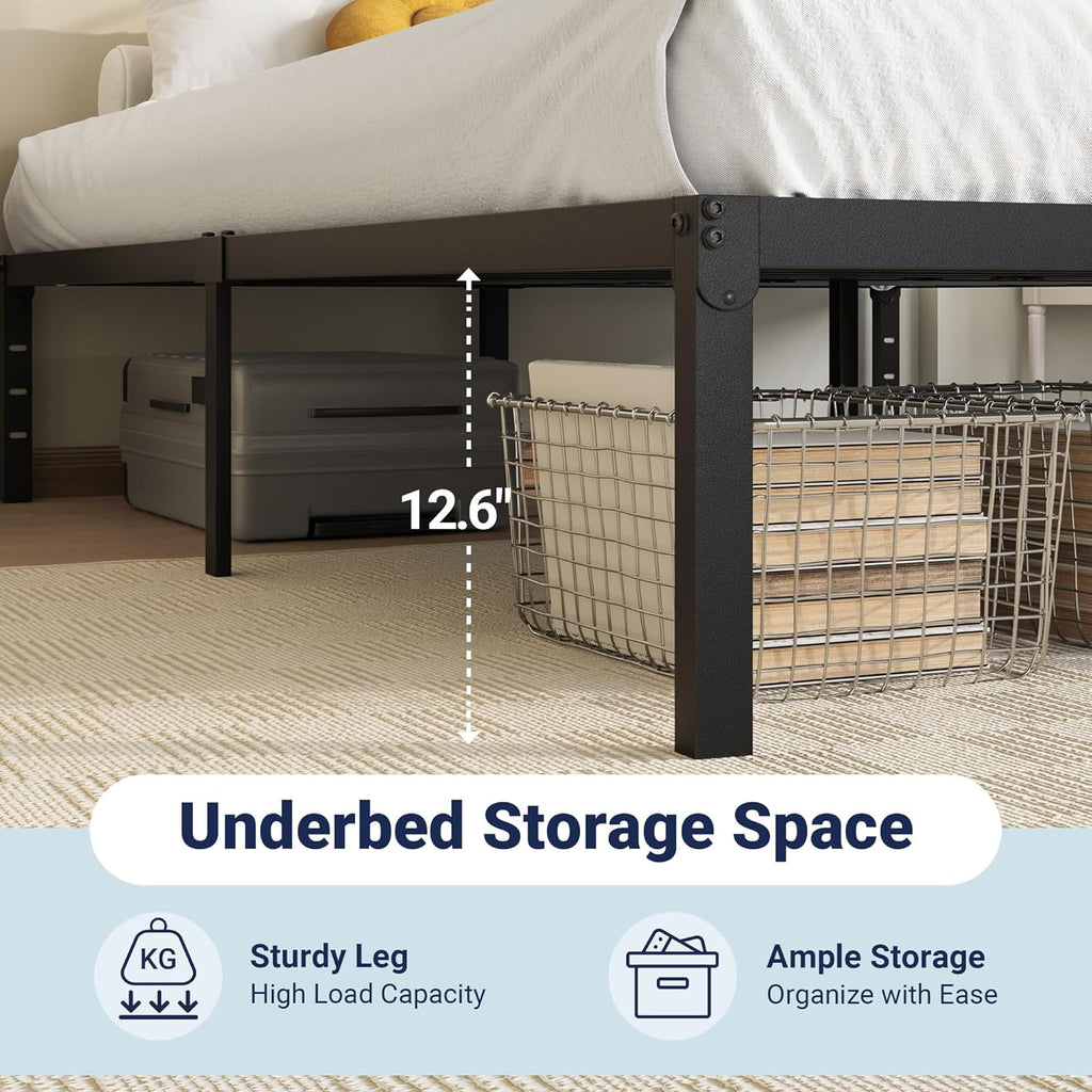 Allewie Twin Bed Frame, 14 inch Metal Platform Beds with Storage Space, No Box Spring Needed and Easy Assembly, Black