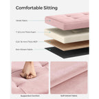 Songmics Small Folding Storage Ottoman, Jelly Pink | Foot Rest Stool, 12.2 X 16.1 Inches, 286 Lb Capacity, Bedroom, Dorm, Ulsf200R01