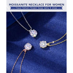 TUHE Moissanite Necklace 0.1-12 Carats 18K Gold Vermeil 925 Sterling Silver Necklace 3-15MM Solitaire D Color VVS1 Round Lab Created Moissanite Pendant Dainty Gold Necklaces for Women Jewelry Gifts