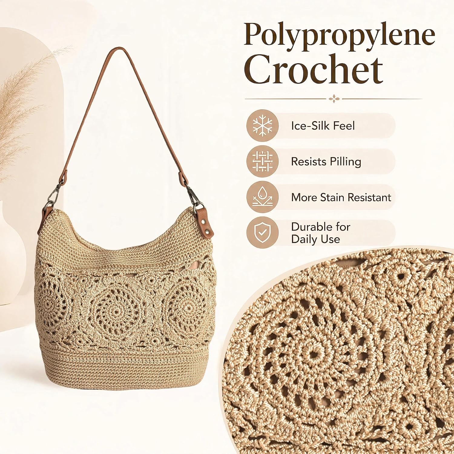 Eiyye Boho Crochet Crossbody Bag Women Handmade Hobo Purse Large Tote Bag For Summer Beachtravel Daily Use
