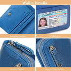 Genuine Wallet Women Rfid Blocking Card Holder, Small Leather Womens Wallet With Zipper Id Window Coin Pocket