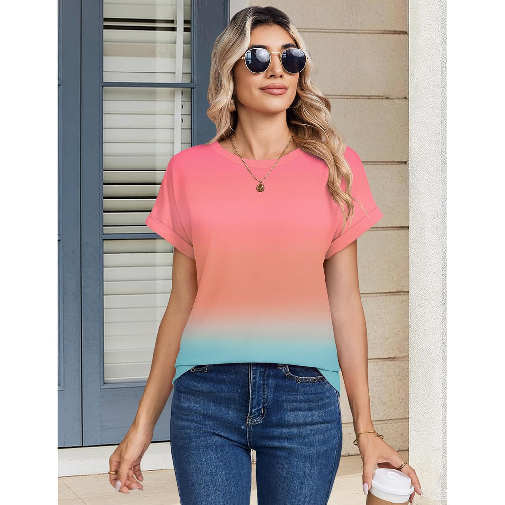 Zeagoo Womens Tops Short Sleeve Cute Summer Blouses Crew Neck Dressy Casual T Shirts Work Clothes S-2XL