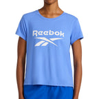 Reebok Women's Crewneck T-Shirt, Standard Fit, Lightweight Stretch Poly Soft Jersey Fab Ultramarine