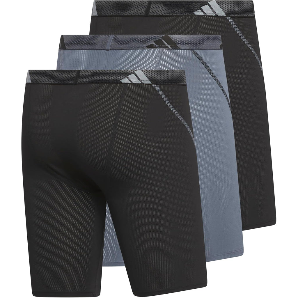 Adidas Men'S Performance Mesh Long Boxer Briefs (3-Pack) Breathable Workout Underwear