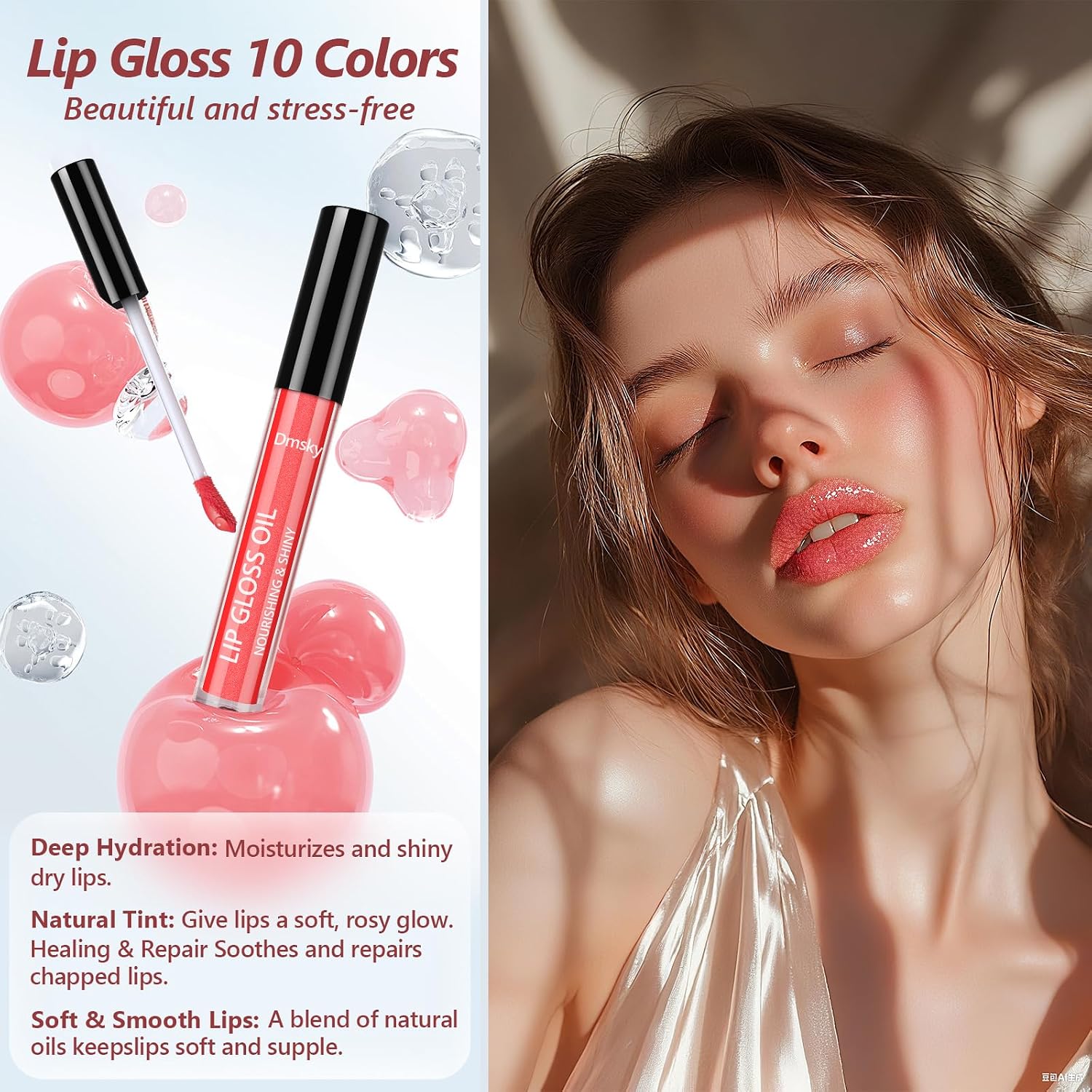 Dmsky Bling Lip Gloss Set,10 Colors High Shine Lip Gloss Pack Non-Sticky Pink Glitter Long Lasting Moisturizing,Multi Fruit Flavors Glitter Makeup For Women,20 Pack