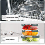 Verones 10 Pack 22 Oz Glass Meal Prep Containers, Airtight Glass Lunch Containers Set, Glass Food Storage Containers With Lids,Exclusive Of Bpa, For Microwave, Oven, Freezer & Dishwasher Friendly,Grey