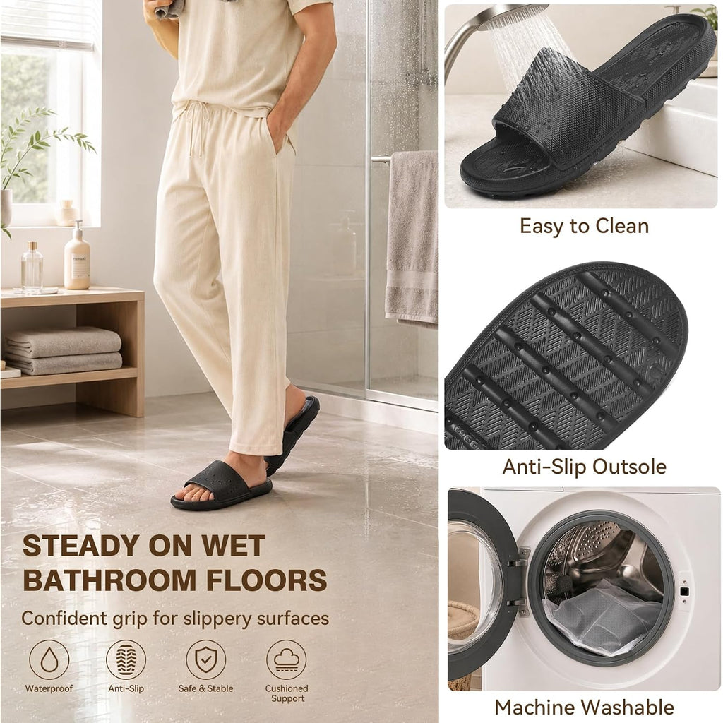 Shower Shoes For Men Women With Arch Support Non Slip Quick Drying Slides College Dorm Bathroom Sandals Pool Slides Lightweight Beach Sandals