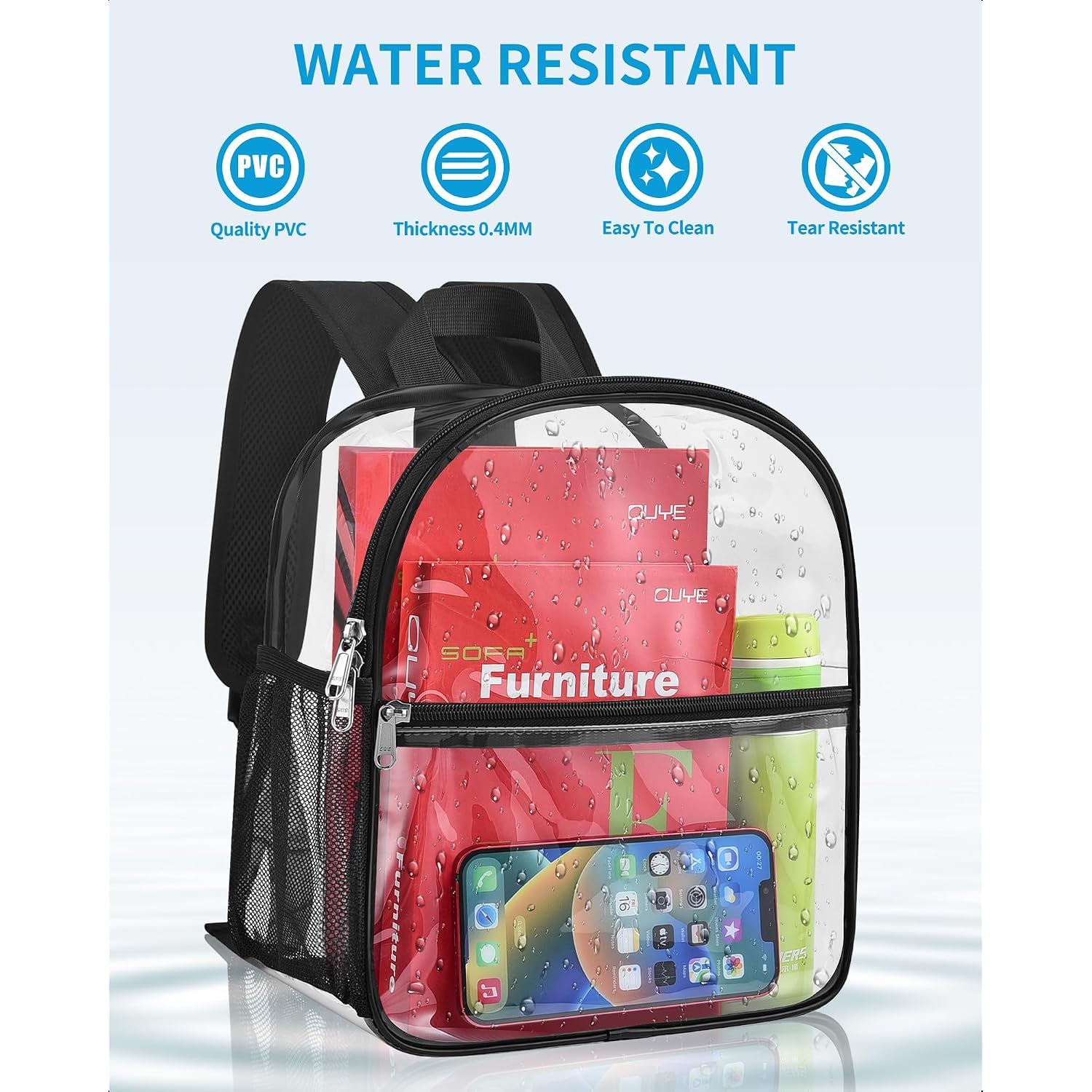 Clear Backpack Stadium Approved, 12X10.5X6 Inches Clear School Bag | 0.4Mm Thickened Pvc, Wider Shoulder Straps, Small Clear Bag For Stadium Events, School, Concert, Work, Festival