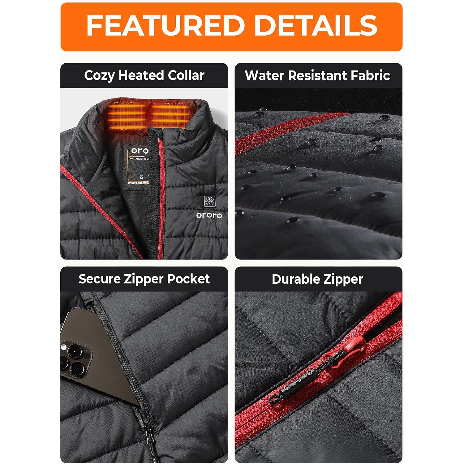 Ororo [Upgraded Battery] Women'S Lightweight Heated Vest, Up To 13.5 Hours Of Warmth, Heating Vest With Heated Collar