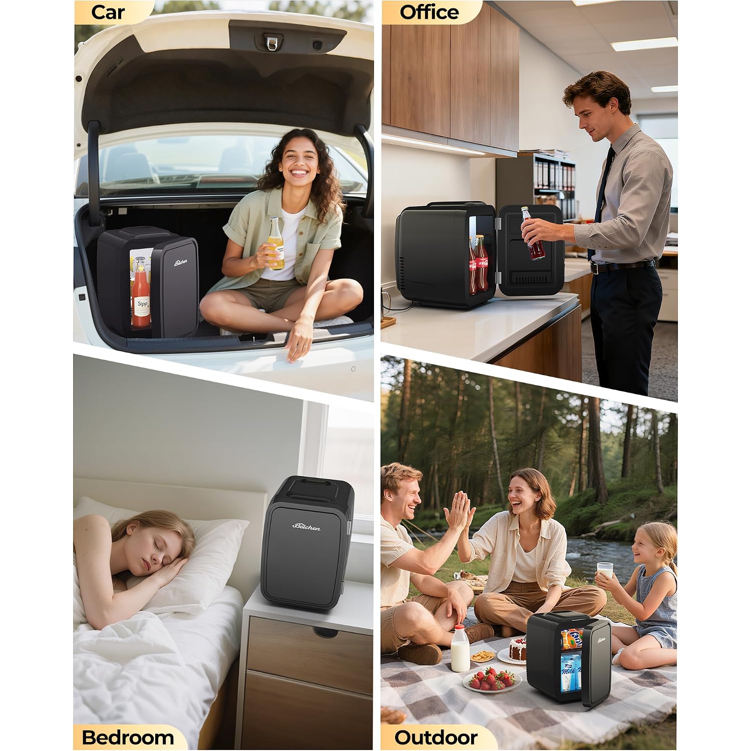Mini Fridge, 4 Liter/6 Can Portable Refrigerator For Bedroom Office Dorm Car– Fast Cooling, Low Noise, 100-125V Ac/5-12V Usb Small Compact Refrigerator For Skincare, Food, Drinks(Black)