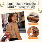 Vegan Leather Crossbody Bag For Women With 2 Straps, Small Messenger Bag With Anti Theft Zipper Pocket Vintage Shoulder Bag