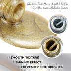 Hema Free Metallic Mirror Painting Gel Nail Polish, Glitter Silver & Gold Metal Painted Drawing Gel with Brush Chrome Gel Polish 2pcs 6ml Set 3D Effect Curing Requires Home Nail Art DIY
