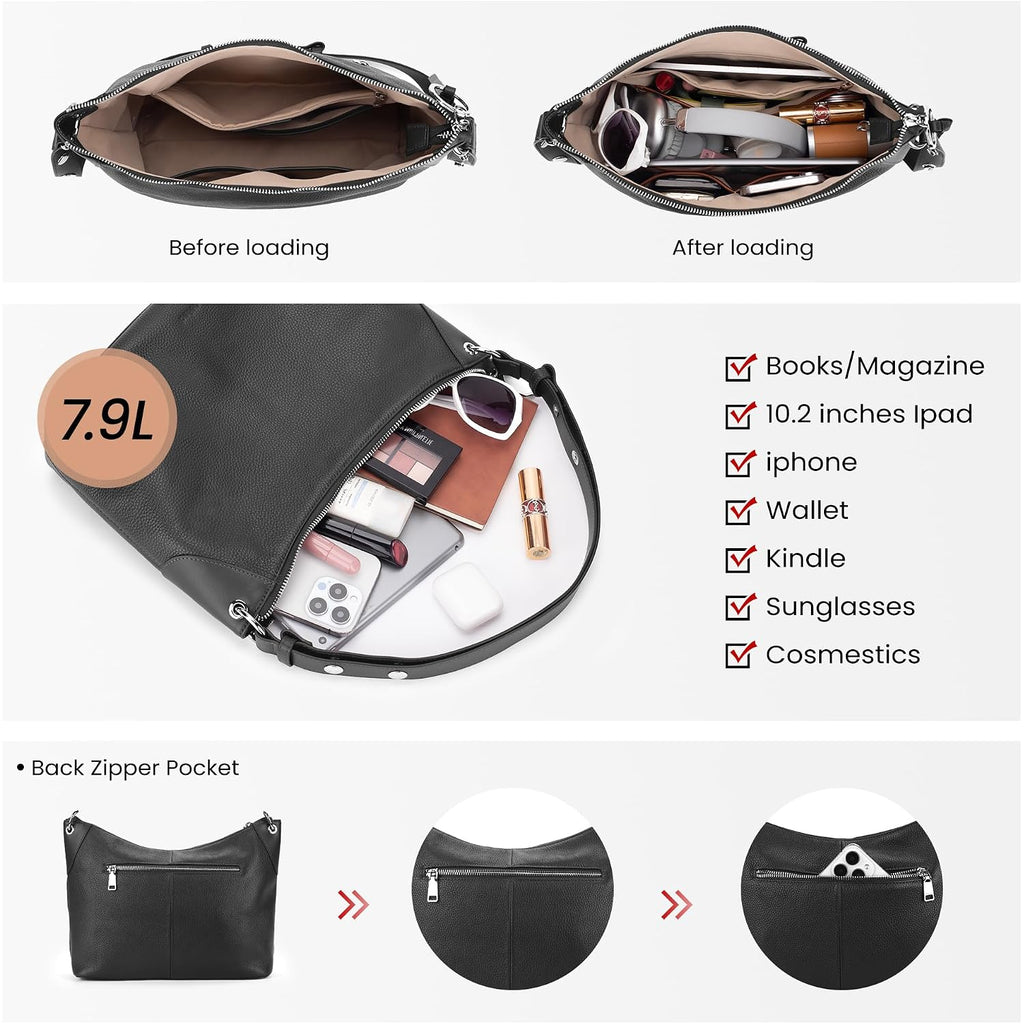 Befen Genuine Leather Hobo Bags For Women Trendy Crossbody Purses Soft Real Leather Shoulder Hanbags With Adjustable Strap