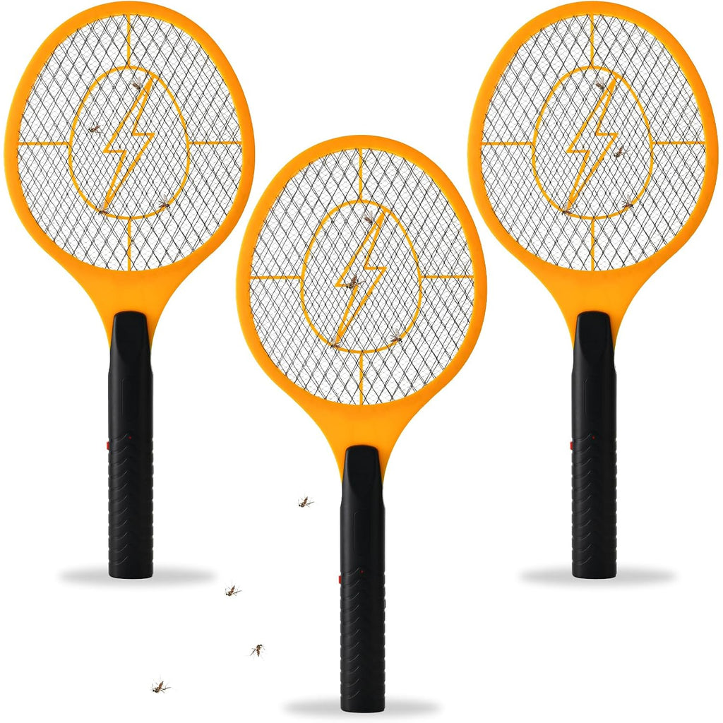 Jazb Electric Fly Swatter, Pack Of 3 Bug Zapper, Fly Zapper, Handheld Powerful 3000V Zapper Racket For Indoor, Mosquito & Flies - Racket Catcher With 3-Layer Safety Mesh
