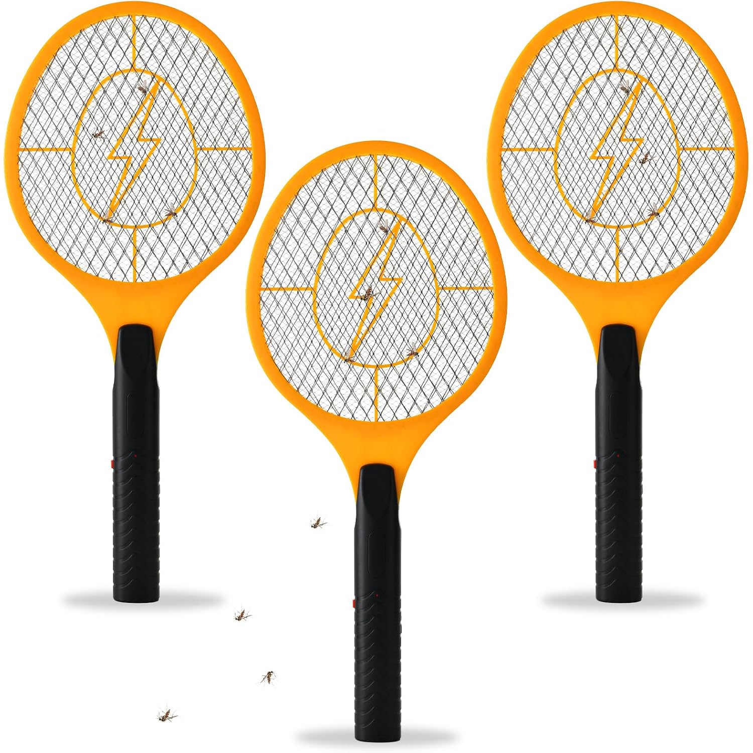 Jazb Electric Fly Swatter, Pack Of 3 Bug Zapper, Fly Zapper, Handheld Powerful 3000V Zapper Racket For Indoor, Mosquito & Flies - Racket Catcher With 3-Layer Safety Mesh