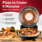 Piezano 12" Electric Pizza Oven Indoor Countertop Pizza Maker | Heats To 800˚F, Ceramic Stone For Crispy Crust Pizza, Cooks In Under 6 Minutes, Dual Heat Controls, Peels & Scraper Included