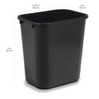 Amazon Basics Small Rectangular Commercial Office Wastebasket, Easy to Clean, 3 Gallon, Black, 2-Pack