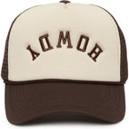 Funky Junque Premium Mesh Snapback Trucker Hat - Stylish Comfort for All - Patriotic, Humor & More Howdy (Upside Down) - Brown/Beige