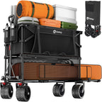 Sekey 500Lbs Heavy Duty Double Decker Wagon With Extender, 400L Large Capacity Collapsible Garden Cart Fits 10X10 Canopy, All-Terrain Big Wheels With Brakes, Foldable Utility Wagon For Sports, Camping