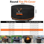 [Upgraded 1000D Heavy Duty Fabric] 48 Inch Fire Pit Cover Round For 46”- 48” Fire Pit/Tables, Waterproof Tear & Fade Resistant Firepit Cover With Buckle, Drawstring, Air Vent (48”D X 24”H, Black)