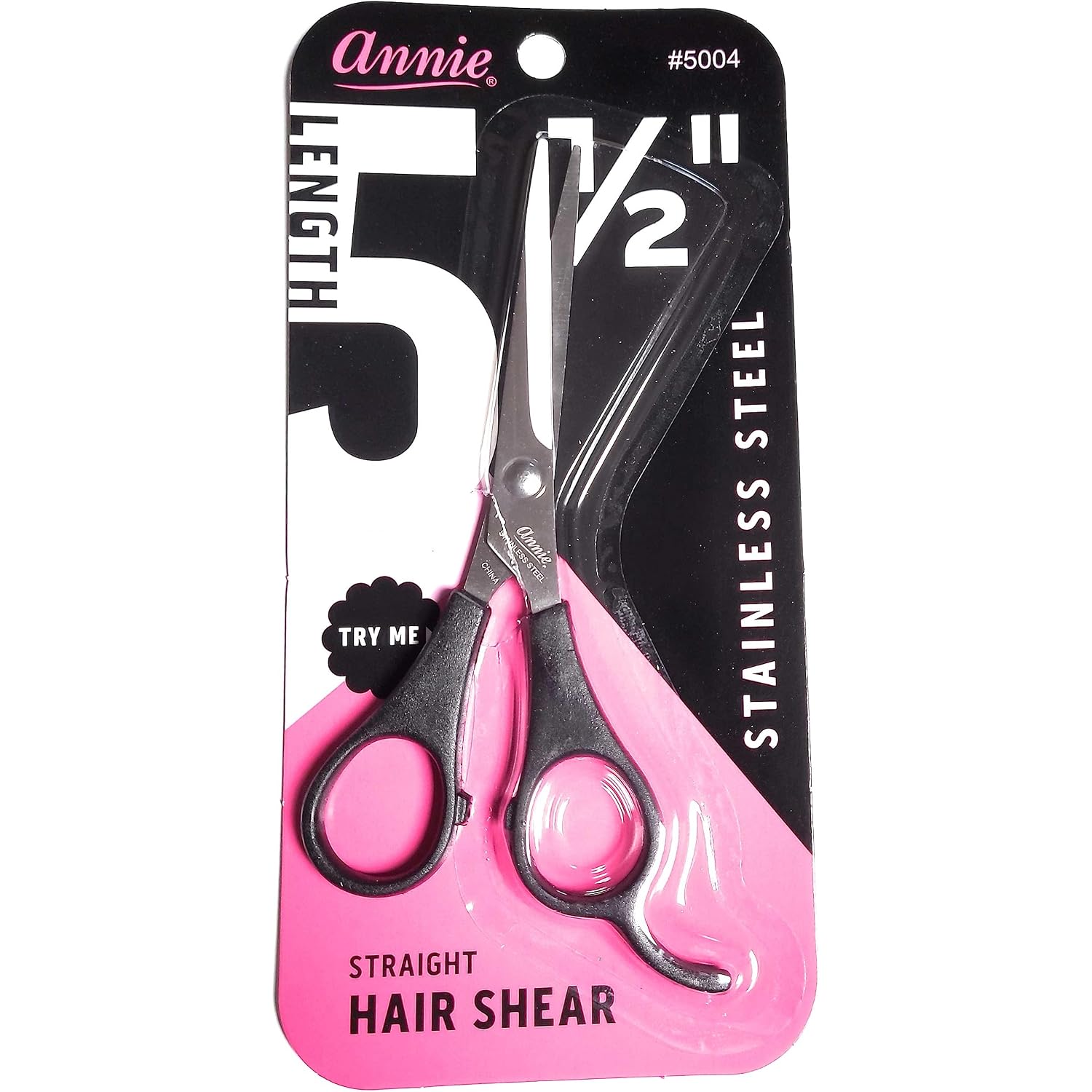 Annie Professional Stainless Steel Hair Cutting Shears – 5.5 Inch Sharp Barber Scissors For Men Women & Kids – Ergonomic Salon Hairdressing Scissors With Finger Rest – Silver