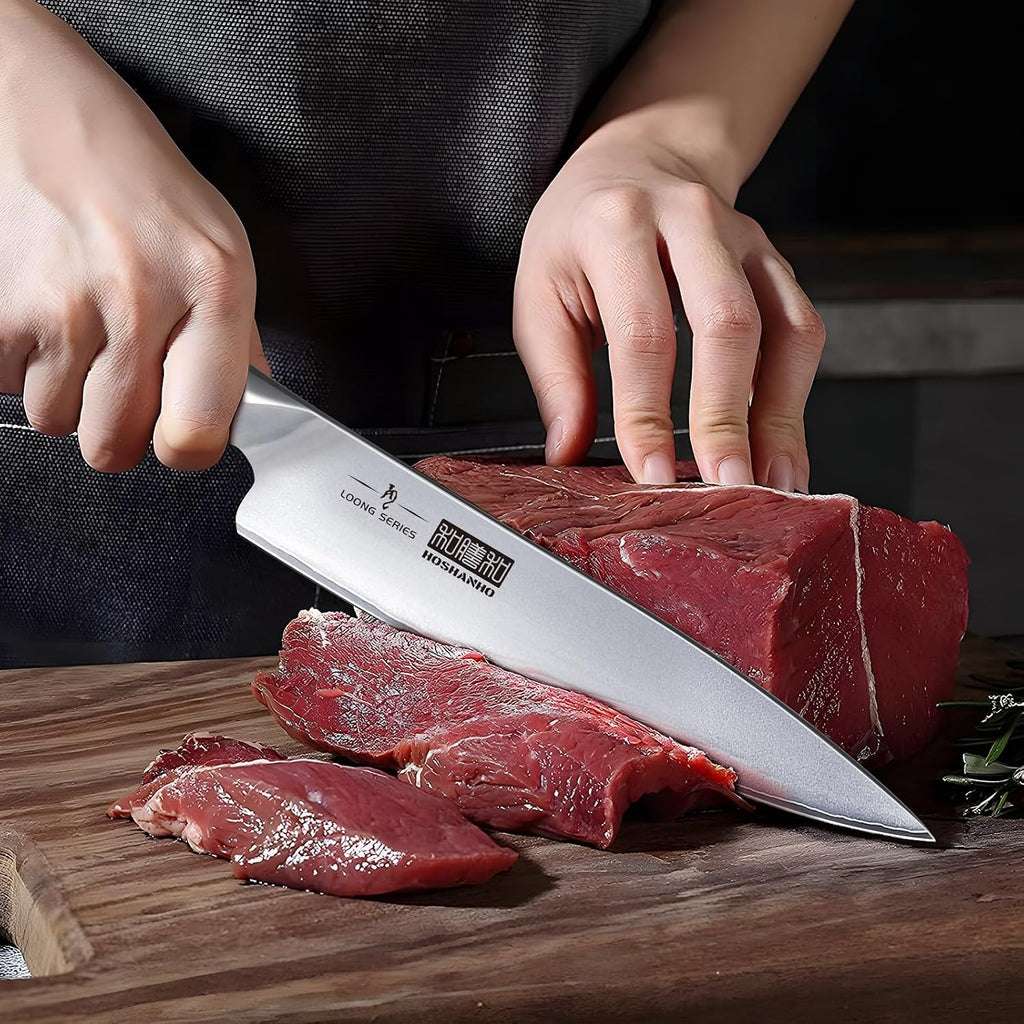 Hoshanho 8-Piece Kitchen Knife Set, Japanese High Carbon Super Steel Knife Sets With Block, Professional Ultra Sharp Chef Knife Set With Scissors