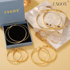 EXGOX 5mm Wide Gold Hoop Earrings for Women,Sterling Silver Hoop Earrings Large Silver Hoop Earrings Hypoallergenic Lightweight 14K Real Gold Plated Big Hoop Earrings for Women 30/40/50/60/70mm