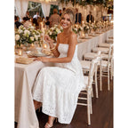 Zesica Womens 2026 Summer Boho Strapless Midi Dresses Off Shoulder Smocked Eyelet Wedding Guest Beach Long Dress Pockets